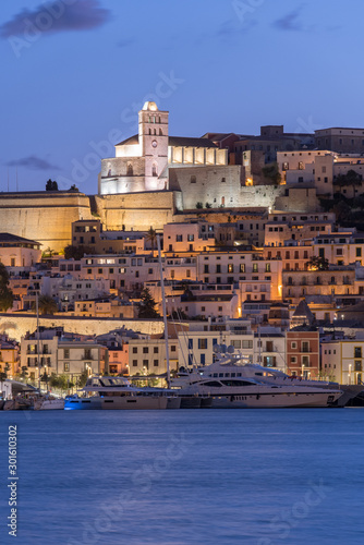 Cityscape of Dalt Vila from Marina Ibiza, Ibiza, Spain