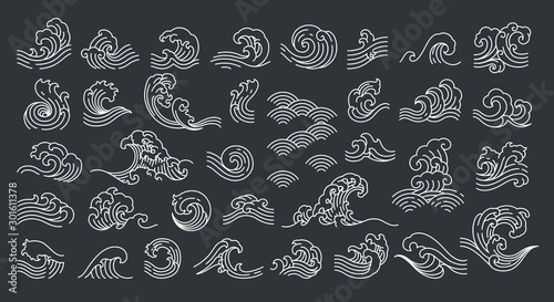 Photographie Set of oriental wave illustration
