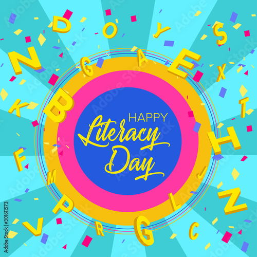 International Literacy Day poster. Education concept vector illustration.