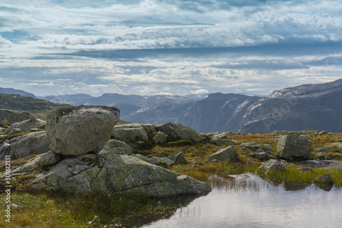 Landscape along the Trolltunga hike Norway