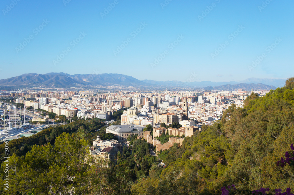Cityscape of Malaga city, Spain