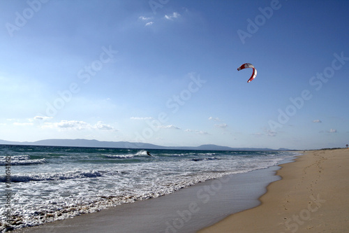 Kitesurfing near a beach close to Setubal, Portugal