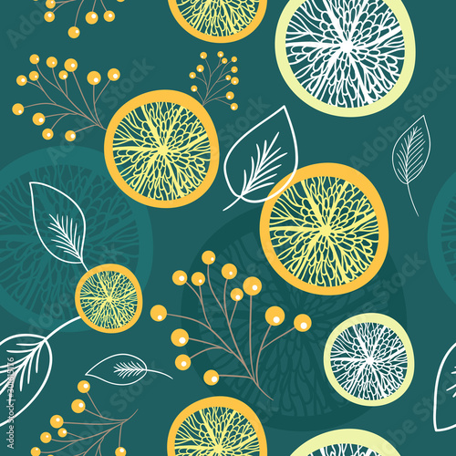 Tapety Jedzenie  seamless-pattern-with-lemon-slice-leaves-and-branches