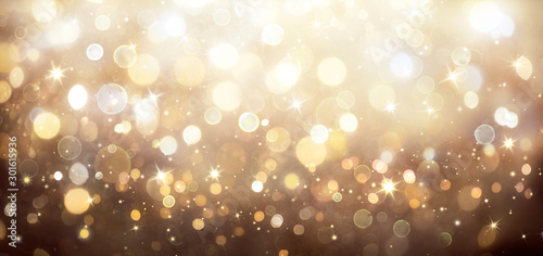 Abstract Vintage Background - Golden Lights With Stars