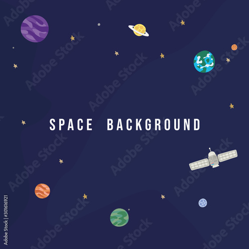 Spazio sfondo astronave pianeta vettoriale luna cielo stelle illustrazione decorazione disegno notte
