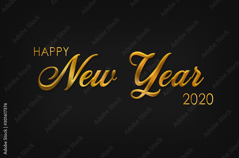 Happy New Year card with greetings, black background