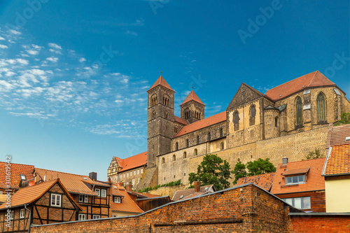 View of Quedlinburg castle, Saxony, Germany
