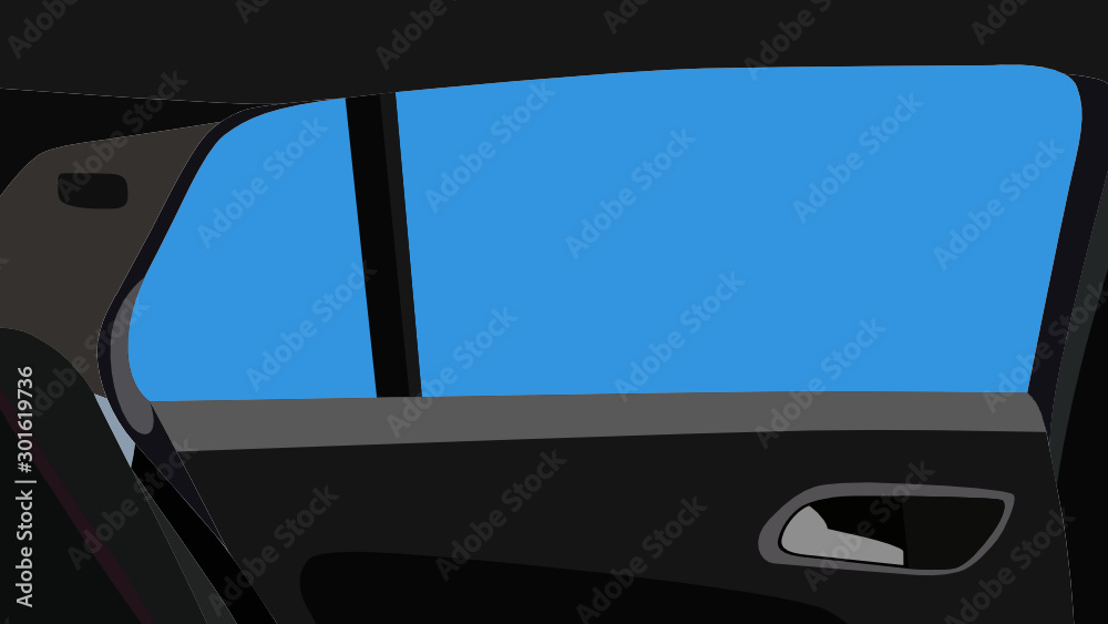Finestrino sfondo vettoriale arte interno macchina veicolo disegno auto  sedile sportello Stock-Vektorgrafik