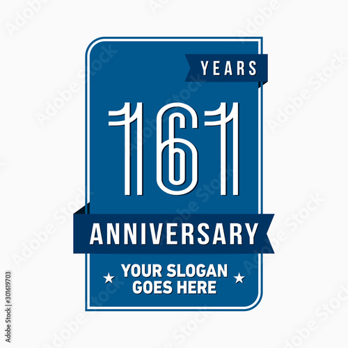 161 years anniversary design template. One hundred and sixty-one years celebration logo. Vector and illustration.
