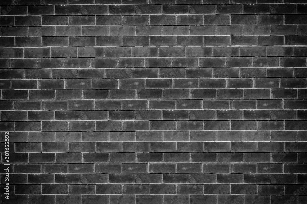 Obraz premium Abstract black brick wall pattern background and black backdrop, Blank copy space.