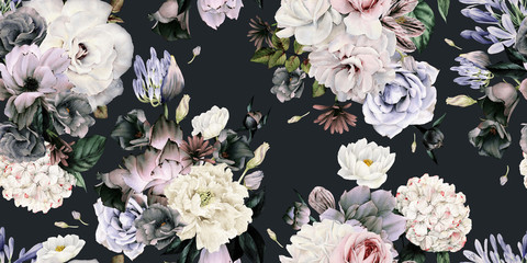 Stickers Vintage bloemen patronen Romantisch bloemenpatroon in aquarelstijl  © ola-la