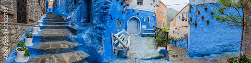 Panorama of streets of Chefchaouen the Blue city of Morocco © Helen Filatova