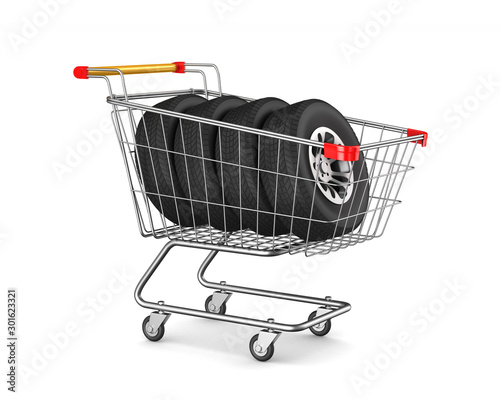 shopping cart and tyres on ...
