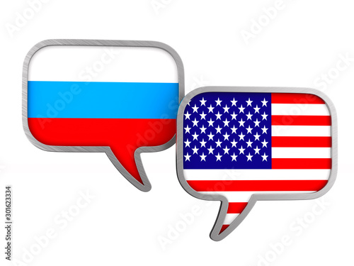 flag USA and Russia on whit...