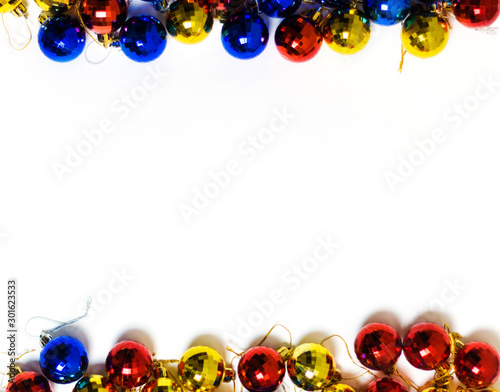 Christmas colorful balloons isolated on white background. The object of the celebration with free space for text