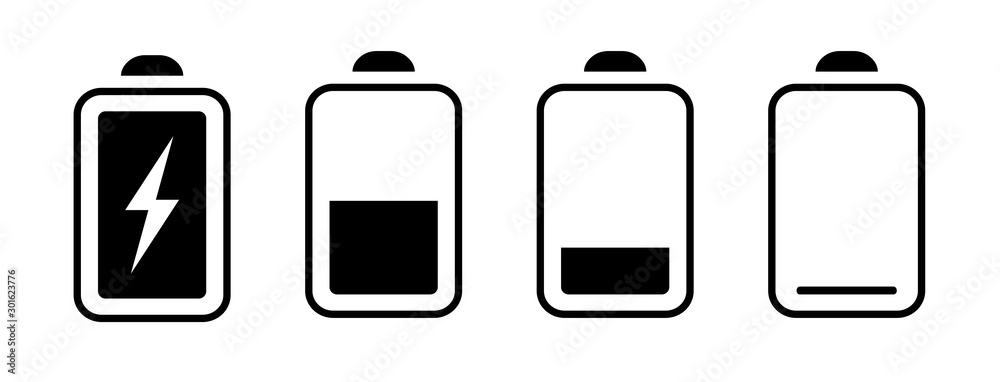 Battery charge icon set. Vector illustration Battery charge icon set. Vector illustration