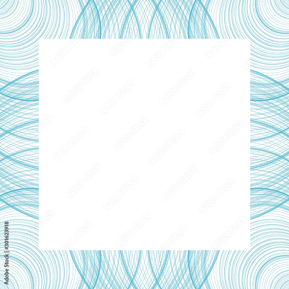 Abstract frame of many blue intersecting lines with place for your text. Square background for social networks. Minimal Vector covers design. Geometric Lines. Background for banners and web design