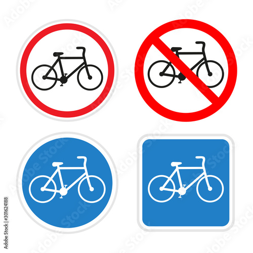 illustration of bicycle traffic signs on a white background