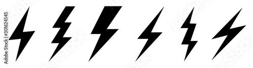 Photographie Lightning bolt icons set. Vector illustration