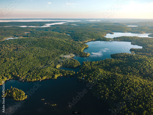 A lake from above in the summer