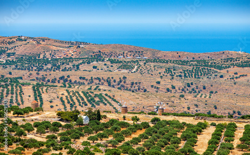 Old windmills on the island of Crete, Greece.