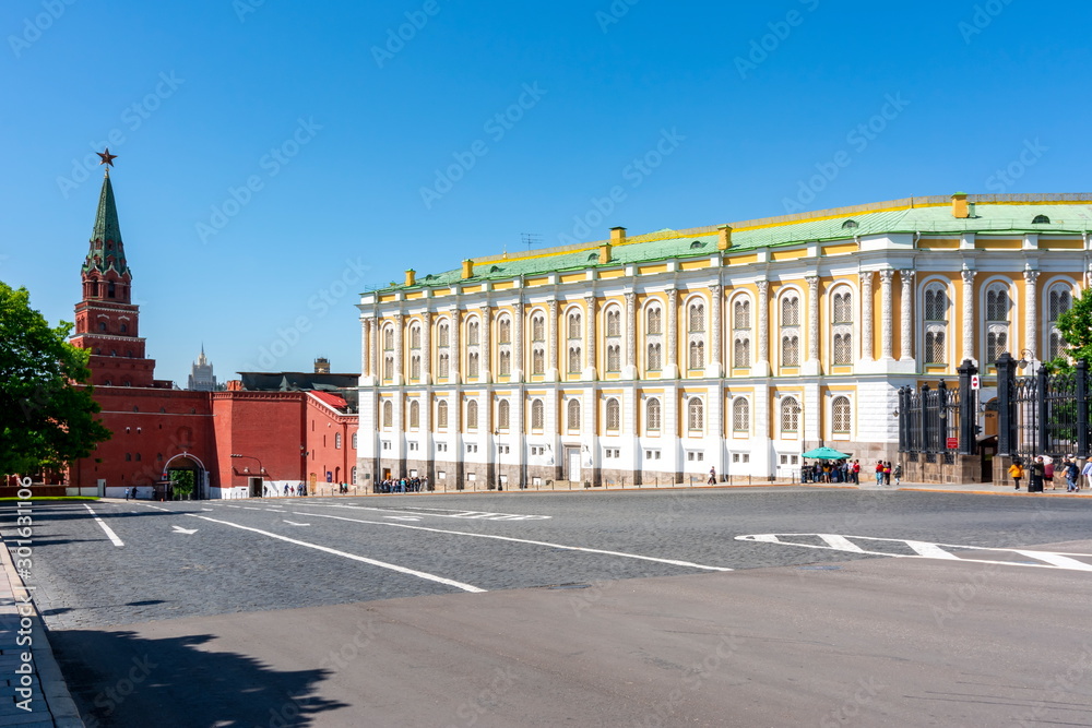 Borovitskaya Tower and Kremlin Armoury museum, Moscow, Russia