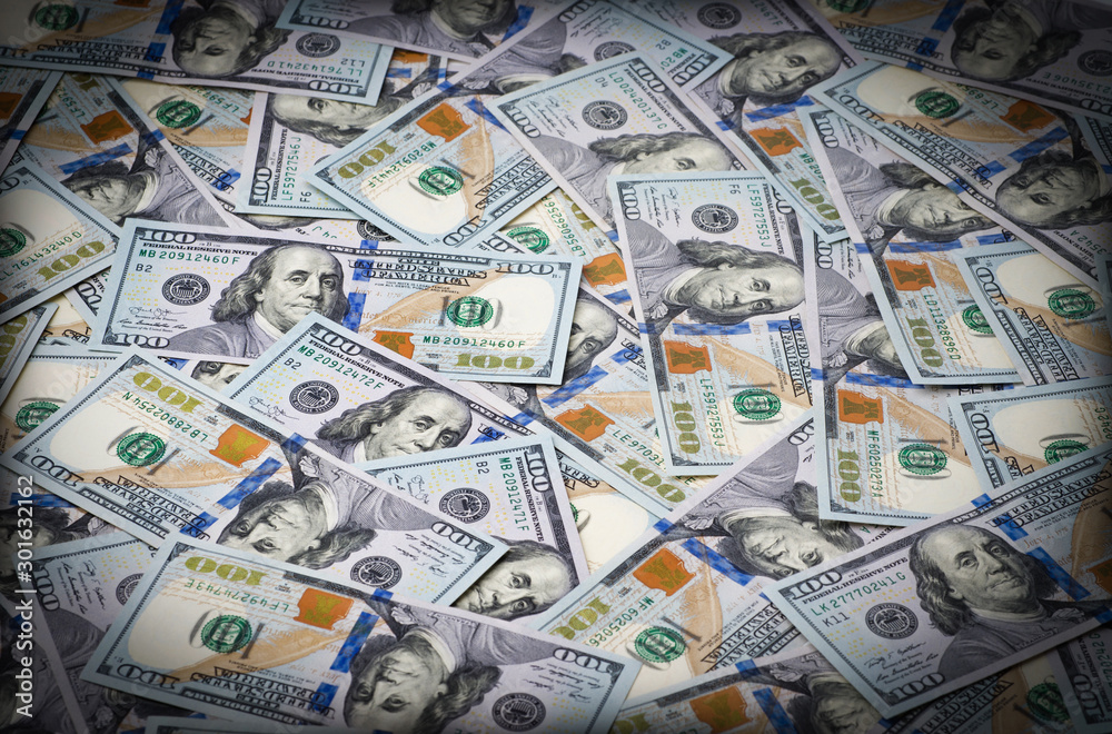Fototapeta premium Background of 100 dollar bills
