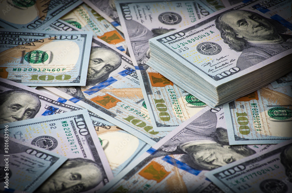 Fototapeta premium Background of 100 dollar bills