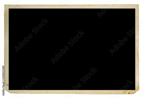 Blank old photo isolated on white
