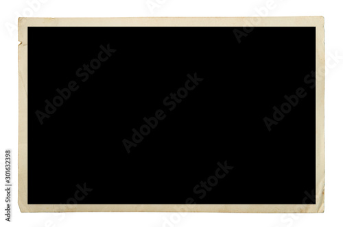 Blank old photo isolated on white