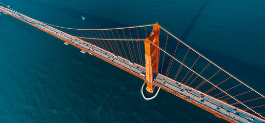 Canvas schilderij Golden Gate Bridge Luchtfoto Golden Gate Bridge San Francisco  © Tierney