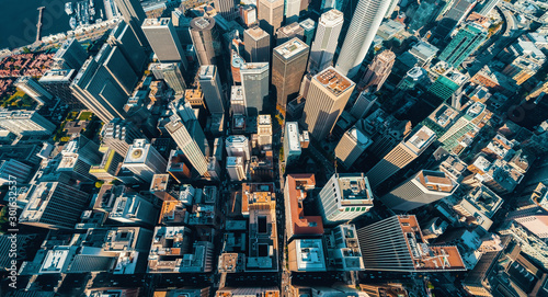 Downtown San Francisco aerial view of skyscrapers