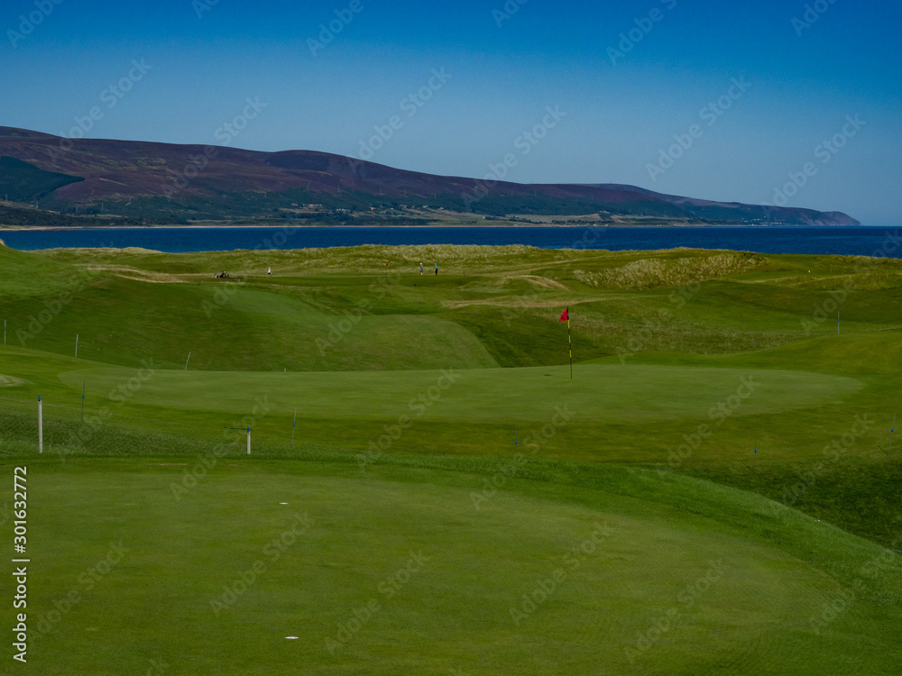 Brora / Szkocja 26 sierpień 2019 Pole golfowe obok plaży na brzegu