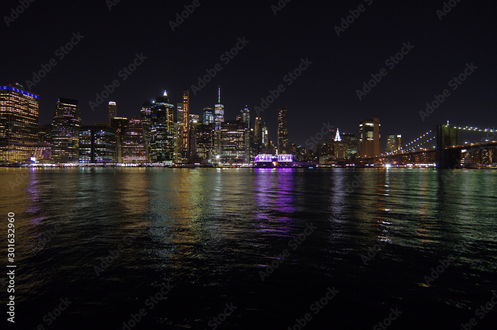 Fototapeta premium night brooklyn bridge park manhattan 