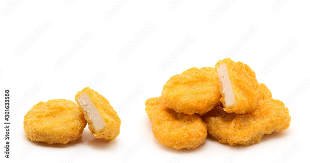 Chicken nuggets isolated on white background Chicken nuggets isolated on white background