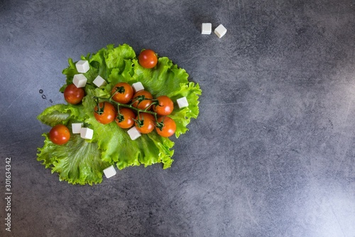 Healthy vegetable salad ingredients layout 