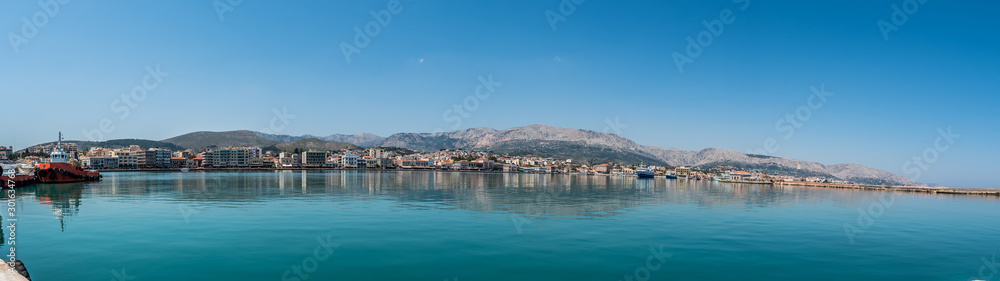 Port of Chios panorama on a beautiful day, Greece