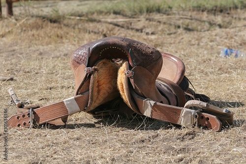 Rodeo saddle bronc saddle detail 