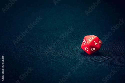 20 sided red die for games 