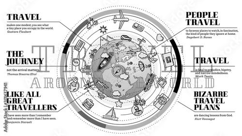 Stylish composition on the topic of travel around the world.
