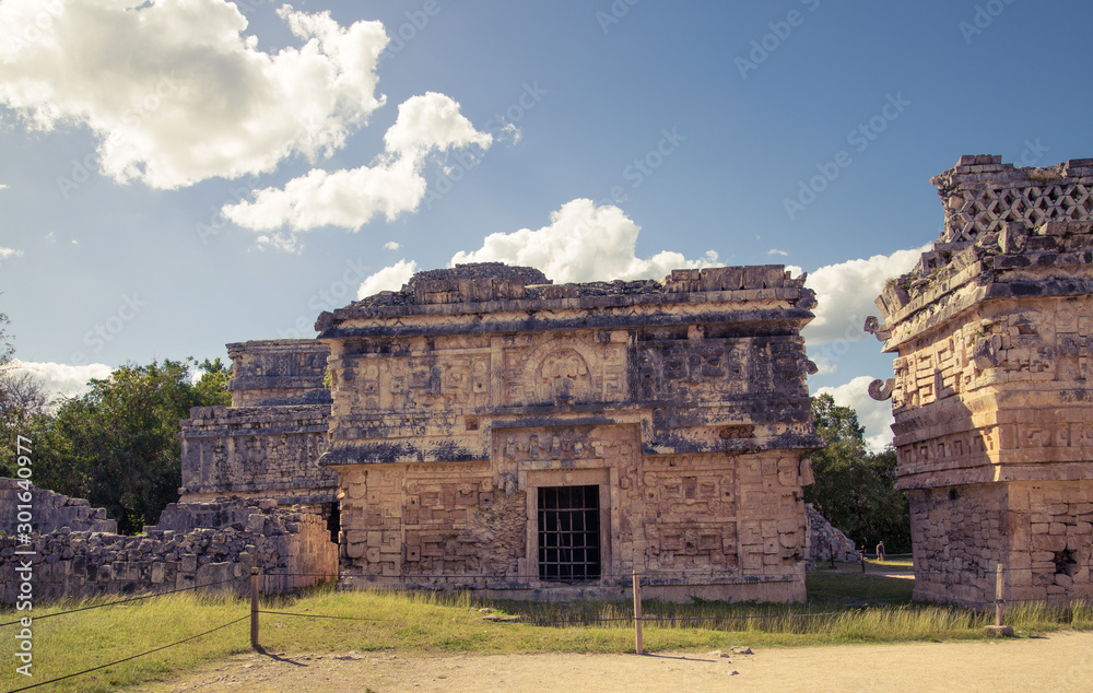 Mexico, Chichen Itzá, Yucatán. Ruins of the living yard, possibly belonged to the royal family