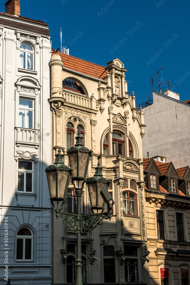 Old Houses And Street Lantern In Brno In The Czech Republic