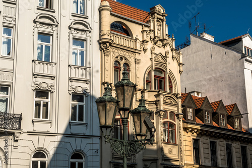 Old Houses And Street Lantern In Brno In The Czech Republic