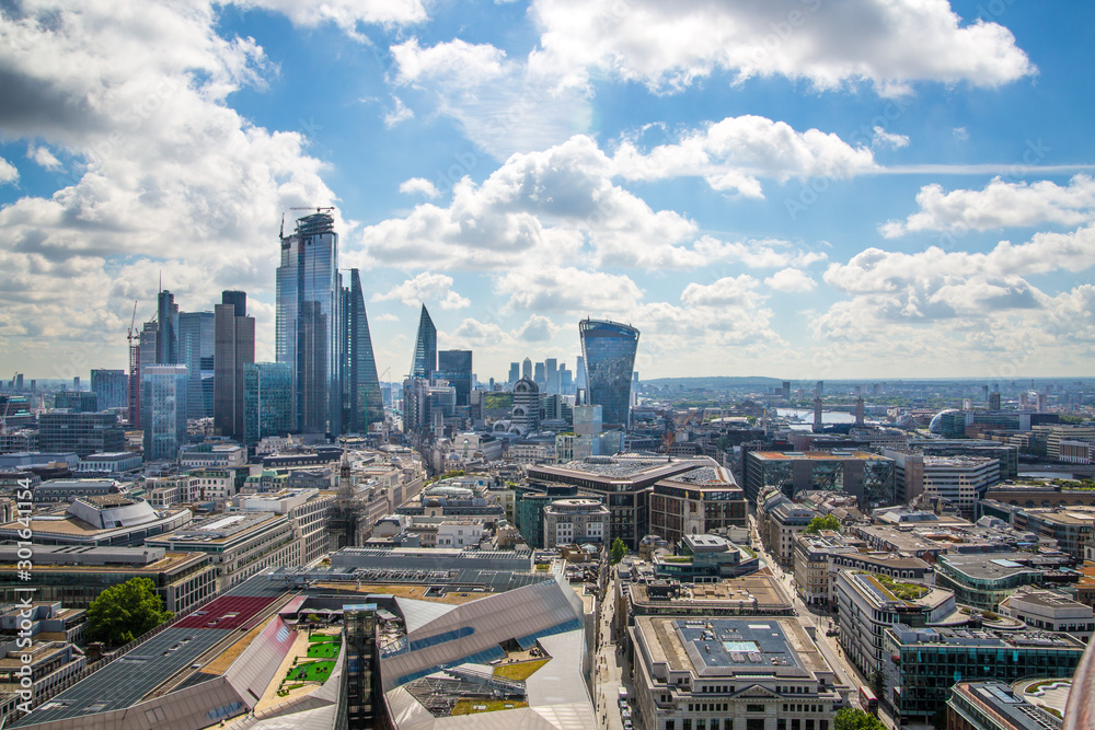 City of London view, business, banking and office area. London, UK 