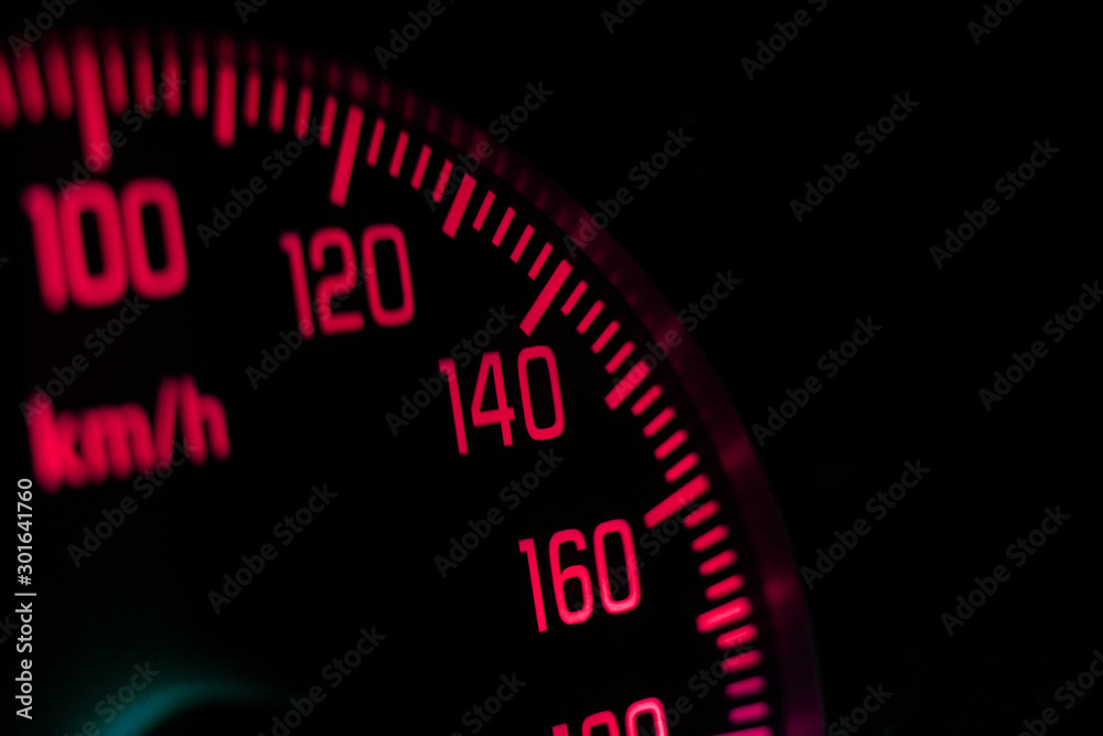macro view of the speedometer in the vehicle with numbers and scale macro view of the speedometer in the vehicle with numbers and scale