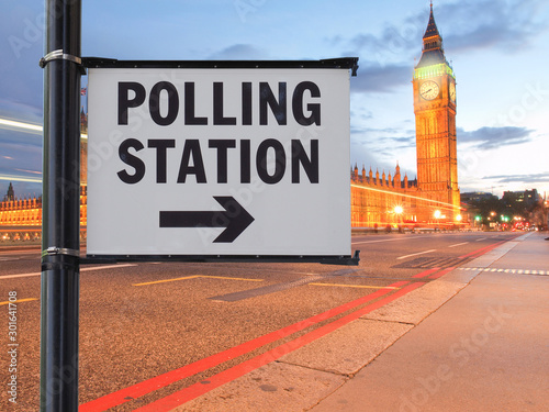 Polling station sign in London