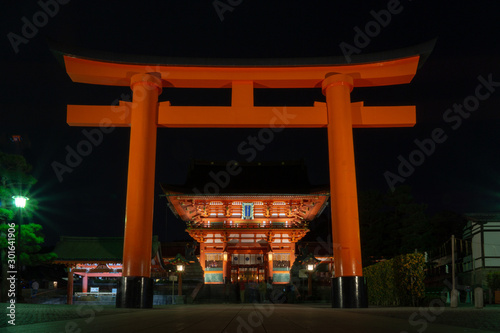 Fushimi inaria Taisha in Kyoto, Japan at night photo