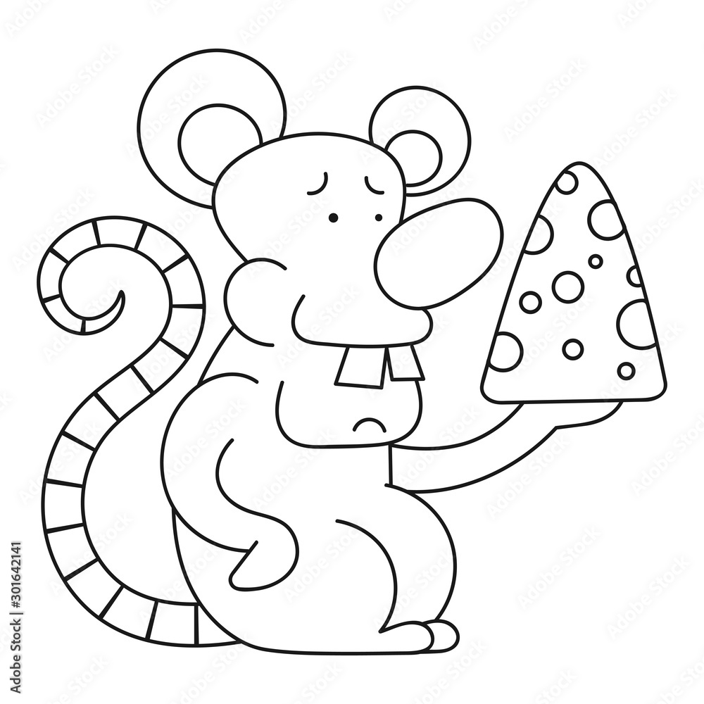 Fototapeta premium Illustration Cartoon Rat Coloring Book For Kids