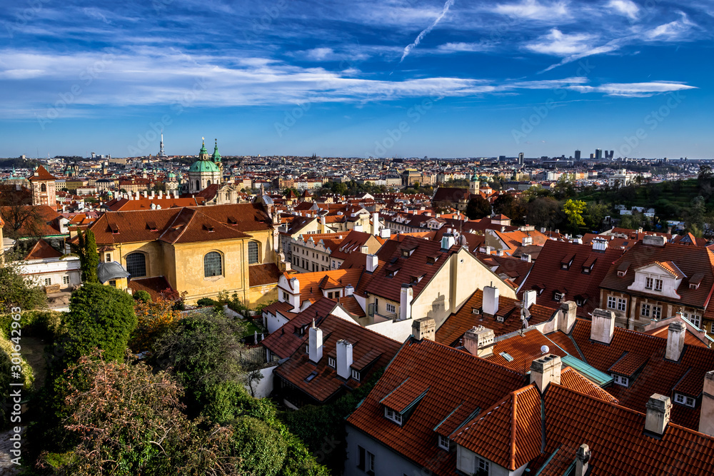 Panorama View From Hradcany Castle Over The City Prague In The Czech Republic