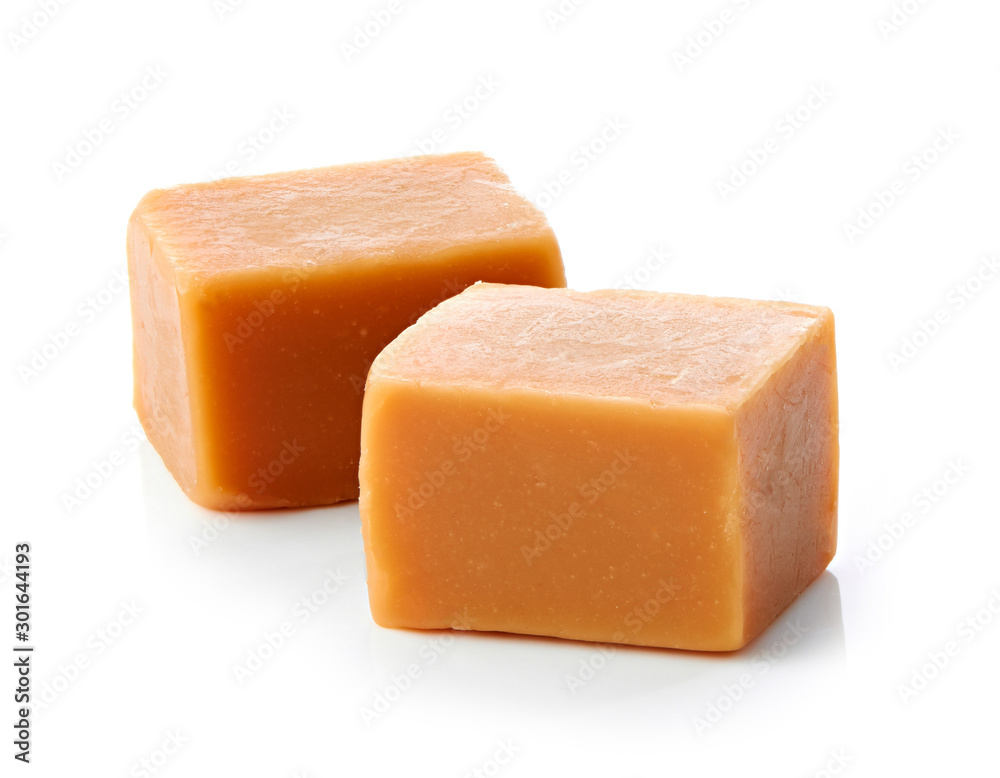 caramel candies on white background caramel candies on white background